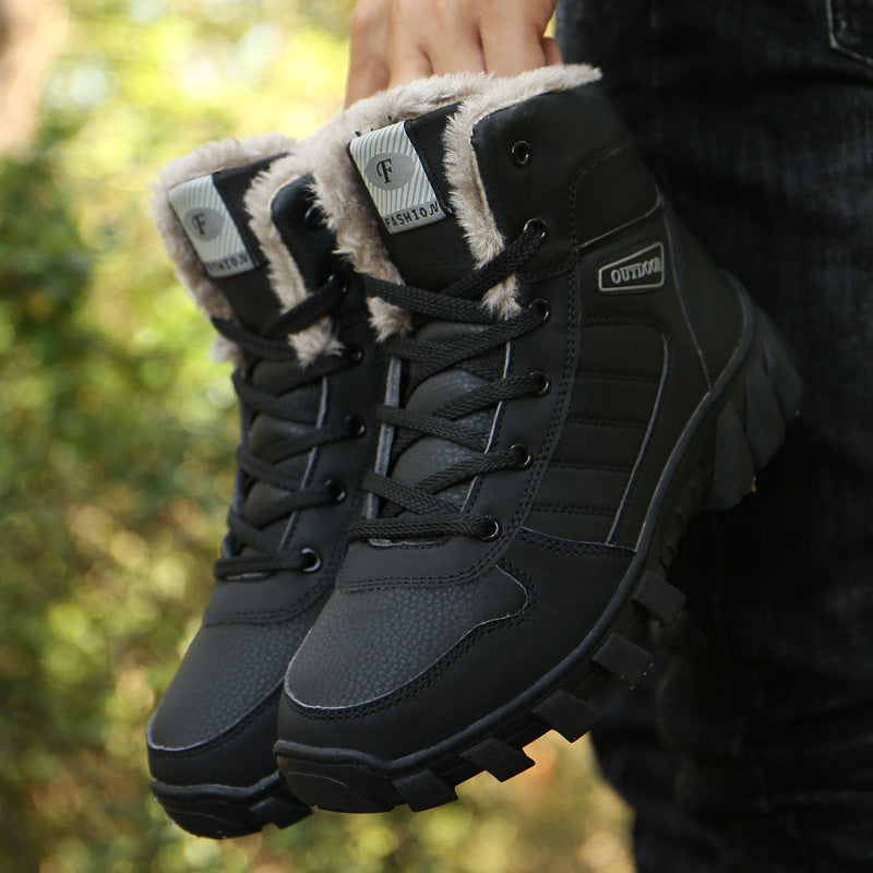 910 Lace-up Anti-slip Couple Snow Boots Winter