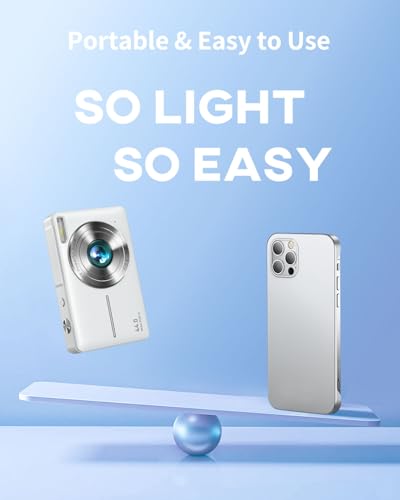 Digital Camera, Upgraded FHD 1080P Point and Shoot Kids Camera, with 32GB Card, 16X Zoom Time Stamp Anti Shake, Lanyard, Compact Portable Small, for Kid Starter Student Children Teen Girl Boy(White)