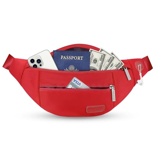 MAXTOP Large Crossbody Fanny Pack with 4-Zipper Pockets,Gifts for Enjoy Sports Festival Workout Traveling Running Casual Hands-Free Wallets Waist Pack Phone Bag Carrying All Phones