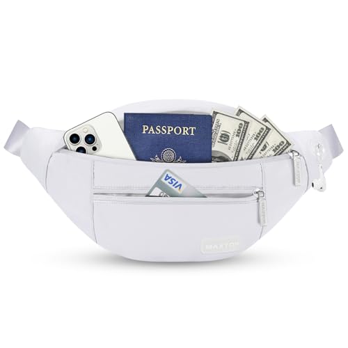 MAXTOP Large Crossbody Fanny Pack with 4-Zipper Pockets,Gifts for Enjoy Sports Festival Workout Traveling Running Casual Hands-Free Wallets Waist Pack Phone Bag Carrying All Phones