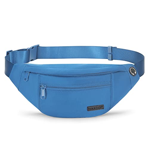 MAXTOP Large Crossbody Fanny Pack with 4-Zipper Pockets,Gifts for Enjoy Sports Festival Workout Traveling Running Casual Hands-Free Wallets Waist Pack Phone Bag Carrying All Phones