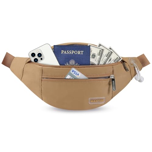 MAXTOP Large Crossbody Fanny Pack with 4-Zipper Pockets,Gifts for Enjoy Sports Festival Workout Traveling Running Casual Hands-Free Wallets Waist Pack Phone Bag Carrying All Phones