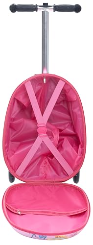 Fast Forward Disney Princess Suitcases for Girls – 18” Lightweight Kids Ride On Suitcase Scooter – 4” Wider Non-Slip Standing Deck with Weight Limit (Luggage 11lbs and Scooter 100lbs)