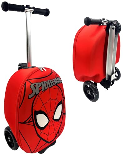 Fast Forward Kid’s Licensed 18" Ride-On Suitcase Scooter - Lightweight Carry-On Luggage Scooter with LED Light Up Wheels