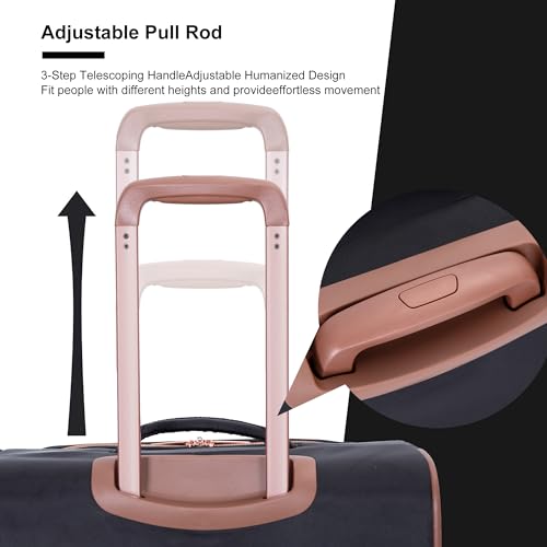 Softside Upright Luggage Set 4 piece, Terylene Expandable Lightweight Suitcase Sets with Double Spinner Wheels (16/20/24/28), Black