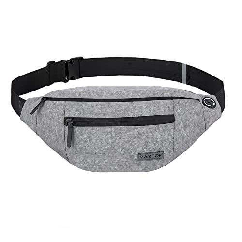 MAXTOP Large Crossbody Fanny Pack with 4-Zipper Pockets,Gifts for Enjoy Sports Festival Workout Traveling Running Casual Hands-Free Wallets Waist Pack Phone Bag Carrying All Phones