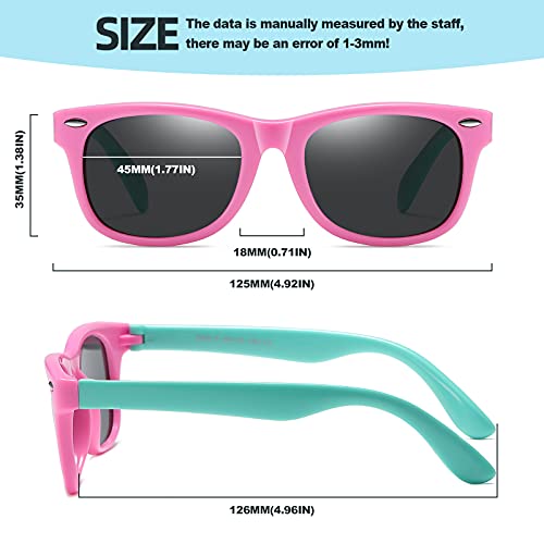 DYLB Kids Polarized Sunglasses for girls boys 3 Pack, Flexible TPEE Rubber Frame for Children Age 3-8.