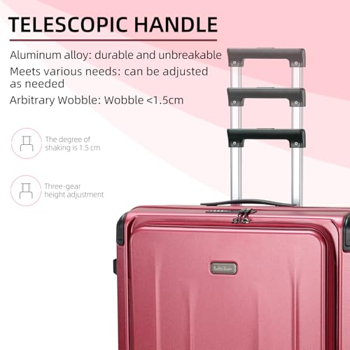 Premium Carry On Luggage, 29 Inch Top Opening Aluminum Frame Airline Approved ABS+PC Hard Shell Suitcases with Silent Wheels, TSA Lock, Front Pocket & Wet-dry Separated Six-piece set