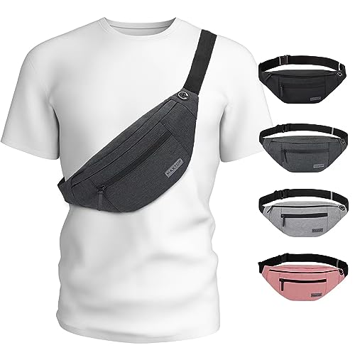 MAXTOP Large Crossbody Fanny Pack with 4-Zipper Pockets,Gifts for Enjoy Sports Festival Workout Traveling Running Casual Hands-Free Wallets Waist Pack Phone Bag Carrying All Phones