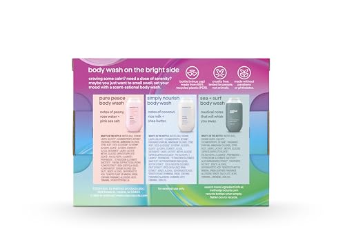 Method Body Wash Gift Set, Pure Peace, Simply Nourish and Sea + Surf, 3.4 oz Travel Size Bottles
