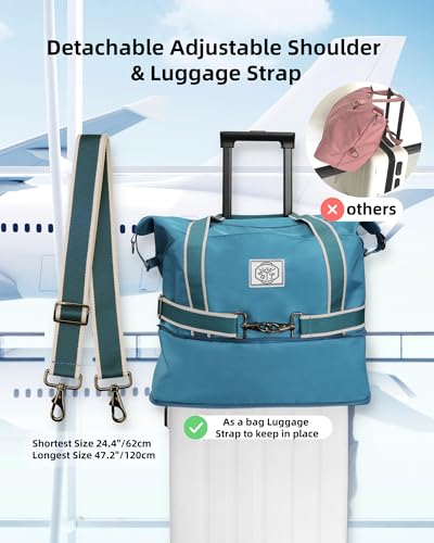 WALNEW Travel Duffel Bag, Weekender Overnight Carry On Bag Women Men, Foldable Waterproof Gym Luggage with Metal Buckle Strap