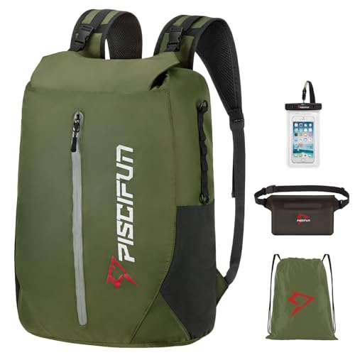 Piscifun Dry Bag Waterproof, Lightweight Dry Backpack with Waist Pouch and Phone Case for Kayaking, Boating 10L 20L 30L