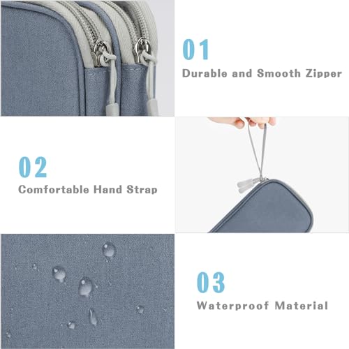 FYY Electronic Organizer, Travel Cable Organizer Bag Pouch Electronic Accessories Carry Case Portable Waterproof Double Layers All-in-One Storage Bag for Cable, Charger, Phone, Earphone Light Grey