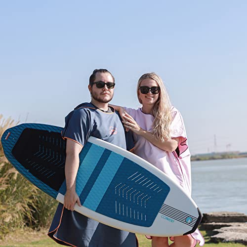 Hiturbo Microfiber Surf Poncho, Wetsuit Changing Bath Robe, Quick Dry Pool Swim Beach Towel with Hood