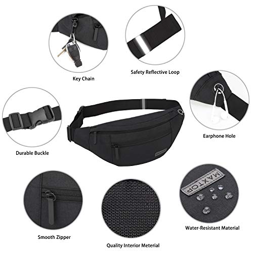 MAXTOP Large Crossbody Fanny Pack with 4-Zipper Pockets,Gifts for Enjoy Sports Festival Workout Traveling Running Casual Hands-Free Wallets Waist Pack Phone Bag Carrying All Phones