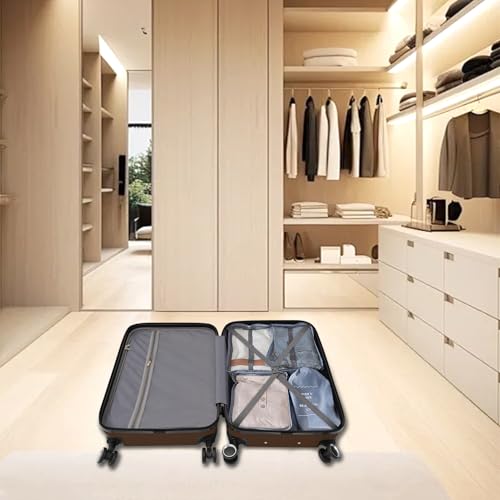 ILLUMINEW 4-Piece Luggage Sets with Durable Lightweight Carry-On Suitcases, Spinner Wheels, and TSA-Approved Lock Brown(12/20/24/28in)