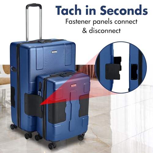 Tach V3.1 Hard Shell 2 Piece Luggage Set - 20 & 28 inch Luggage | Carry On & Large Checked Suitcases | Patented Built-In Connecting System | Rolling Suitcase Links 9 Bags (Midnight Blue)