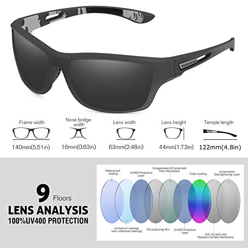 KUGUAOK Polarized Sports Sunglasses for Men Driving Cycling Fishing Sun Glasses 100% UV Protection Goggles