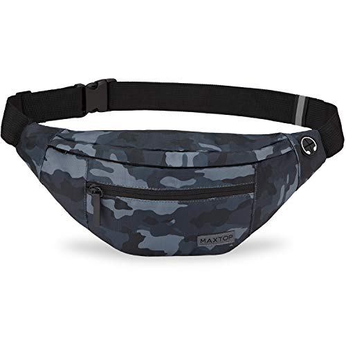 MAXTOP Large Crossbody Fanny Pack with 4-Zipper Pockets,Gifts for Enjoy Sports Festival Workout Traveling Running Casual Hands-Free Wallets Waist Pack Phone Bag Carrying All Phones
