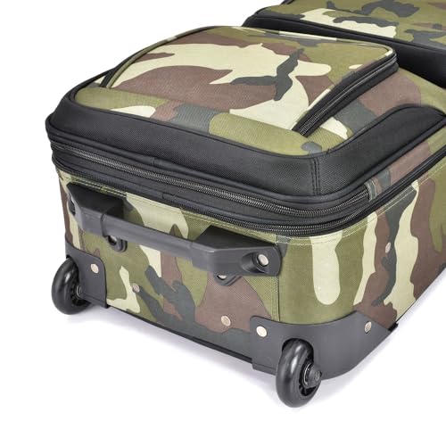 U.S. Traveler Lightweight Rolling 20" Carry On Luggage Softside Suitcase, Camouflage, 2 Wheel-1 Piece