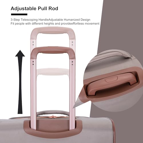 Softside Upright Luggage Set 4 piece, Terylene Expandable Lightweight Suitcase Sets with Double Spinner Wheels (16/20/24/28), Khaki