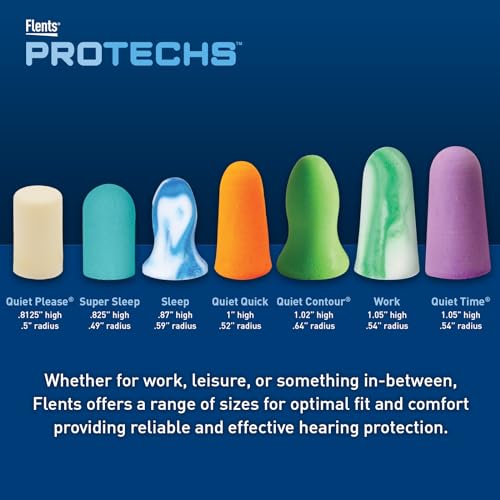 Flents Foam Ear Plugs, 10 Pair with Case for Sleeping, Snoring, Loud Noise, Traveling, Concerts, Construction, & Studying, NRR 33, Purple, Made in the USA,10 Count (Pack of 1)