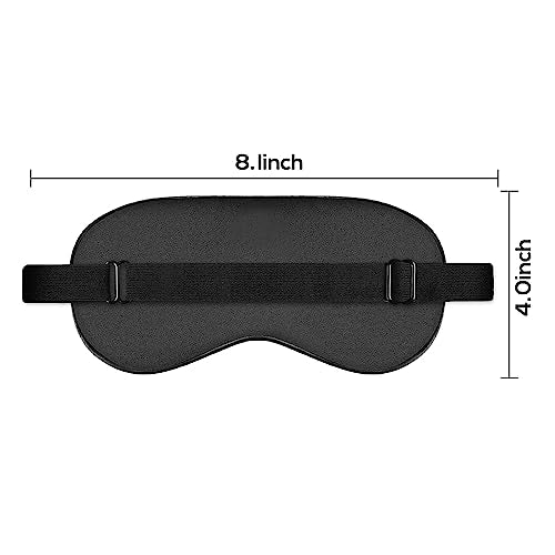 Silk Sleep Mask, Adjustable Soft Eye Cover for Comfortable Sleep & Naps, Pressure-Free, Machine Washable - Black
