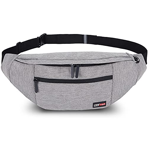 MAXTOP Large Crossbody Fanny Pack with 4-Zipper Pockets,Gifts for Enjoy Sports Festival Workout Traveling Running Casual Hands-Free Wallets Waist Pack Phone Bag Carrying All Phones