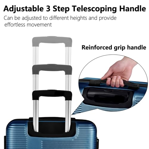 ILLUMINEW 2-Piece Luggage Sets with Durable Lightweight Carry-On Suitcases, Spinner Wheels, and TSA-Approved Lock Dark Blue (20/24)