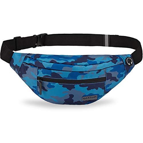 MAXTOP Large Crossbody Fanny Pack with 4-Zipper Pockets,Gifts for Enjoy Sports Festival Workout Traveling Running Casual Hands-Free Wallets Waist Pack Phone Bag Carrying All Phones
