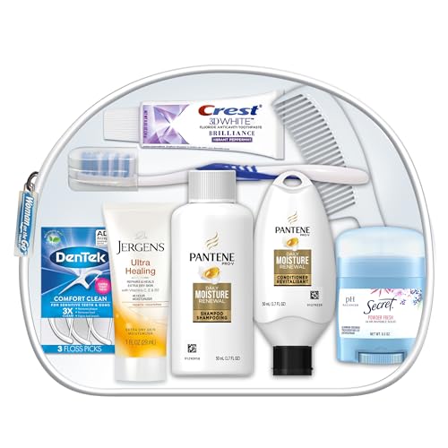 Convenience Kits International Women's Deluxe 10 Piece Kit with Travel Size TSA Compliant Essentials Featuring Pantene Hair Products in Reusable Toiletry Zippered Bag