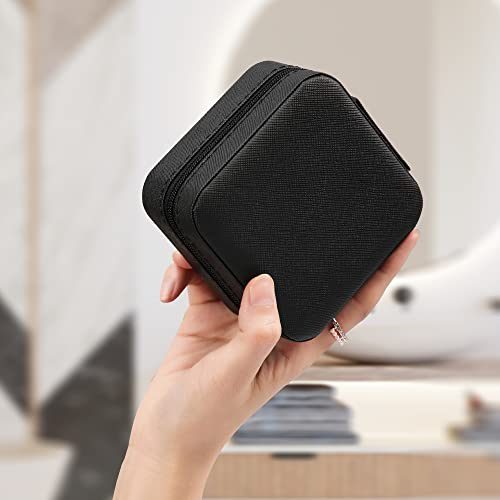 Small Travel Jewelry Box With Mirror, Portable Jewelry organizer Display Storage Box for Earrings Rings Necklaces, Jewelry ase for female Girls (Black) 1pc