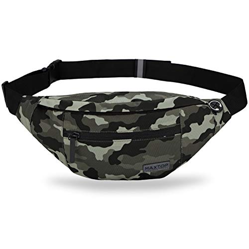 MAXTOP Large Crossbody Fanny Pack with 4-Zipper Pockets,Gifts for Enjoy Sports Festival Workout Traveling Running Casual Hands-Free Wallets Waist Pack Phone Bag Carrying All Phones