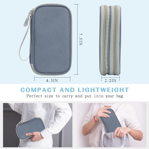FYY Electronic Organizer, Travel Cable Organizer Bag Pouch Electronic Accessories Carry Case Portable Waterproof Double Layers All-in-One Storage Bag for Cable, Charger, Phone, Earphone Light Grey
