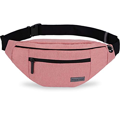 MAXTOP Large Crossbody Fanny Pack with 4-Zipper Pockets,Gifts for Enjoy Sports Festival Workout Traveling Running Casual Hands-Free Wallets Waist Pack Phone Bag Carrying All Phones