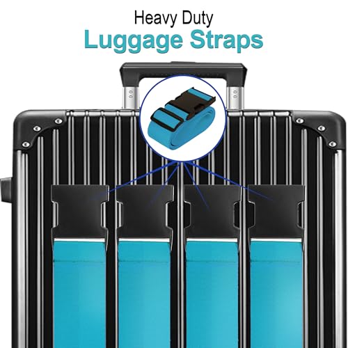 Luggage Straps for Suitcases TSA Approved Travel Belt 4 Pack by Chelmon (Sky Blue)