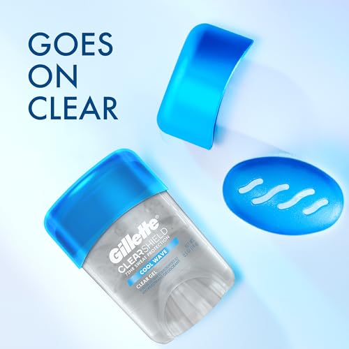 Gillette Antiperspirant and Deodorant for Men, 72hr Sweat & Odor Protection, Long Lasting Freshness, Anti-White Mark Technology, Clear Gel, Cool Wave Scent, 0.5 oz