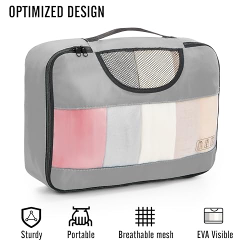 Veken 8 Set Packing Cubes for Travel, Suitcase Essentials Organizer Bags Set for Luggage, Road Trip Travel Accessories in 4 Sizes (Extra Large, Large, Medium, Small)