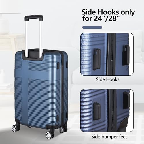 ILLUMINEW 2-Piece Luggage Sets with Durable Lightweight Carry-On Suitcases, Spinner Wheels, and TSA-Approved Lock Dark Blue (20/24)