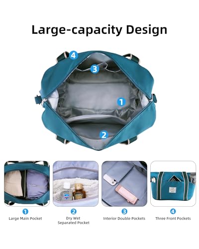 WALNEW Travel Duffel Bag, Weekender Overnight Carry On Bag Women Men, Foldable Waterproof Gym Luggage with Metal Buckle Strap