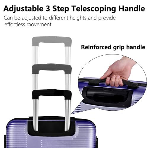 ILLUMINEW 2-Piece Luggage Sets with Durable Lightweight Carry-On Suitcases, Spinner Wheels, and TSA-Approved Lock purple(20/24)