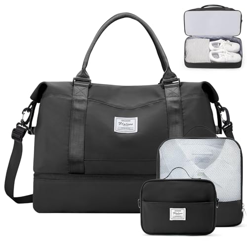 Weekender Bags for Women,Personal Item Travel Bag with Shoes Compartment,Overnight Travel Duffel Bag with Toiletry Bag
