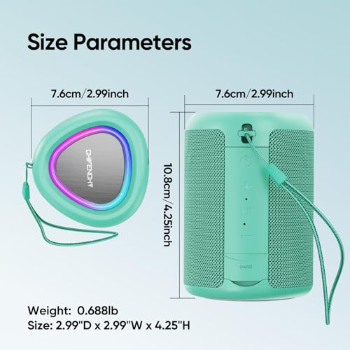 Portable Bluetooth Speaker with Lights,Powerful Crystal Clear Sound,IPX5 Waterproof,All Day Playtime,AUX&TF-Card Input,Bluetooth 5.3,TWS Paring,Small Wireless Speaker for Outdoor,Gift Ideas (Teal)