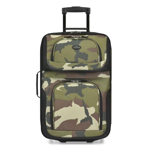 U.S. Traveler Lightweight Rolling 20" Carry On Luggage Softside Suitcase, Camouflage, 2 Wheel-1 Piece