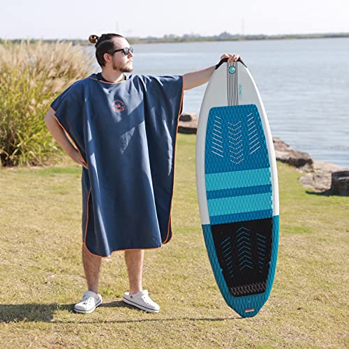 Hiturbo Microfiber Surf Poncho, Wetsuit Changing Bath Robe, Quick Dry Pool Swim Beach Towel with Hood