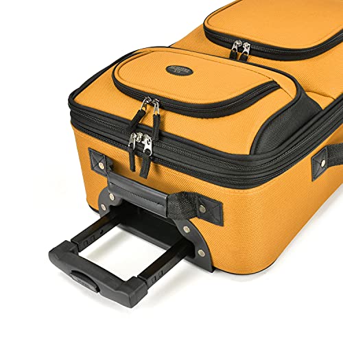 U.S. Traveler Lightweight Rolling 20" Carry On Luggage Softside Suitcase, Orange, 2 Wheel-1 Piece