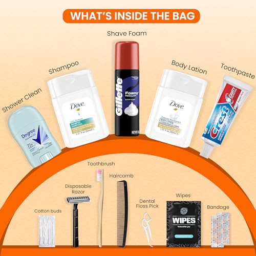 15-Piece Travel Toiletries Kit – TSA Approved Hygiene Set with Lightweight, Compact Toiletry Bag – Essential Toiletries Set for Men and Women – Portable, Reusable, and Perfectly Sized for Easy Packing