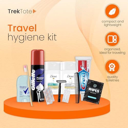 15-Piece Travel Toiletries Kit – TSA Approved Hygiene Set with Lightweight, Compact Toiletry Bag – Essential Toiletries Set for Men and Women – Portable, Reusable, and Perfectly Sized for Easy Packing