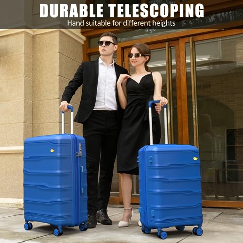 Carry On Luggage 22x14x9 Airline Approved, Hard Shell Suitcase with Spinner Wheels, PP Lightweight Luggages with TSA Lock, Carry-On Suitcases 20 Inch, Blue