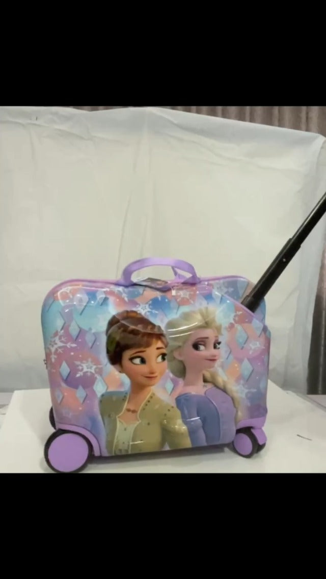 Disney Frozen Ride-On Suitcase for Kids, 18" Suitcase with Seat, Cute Lightweight Kids Travel Trolley